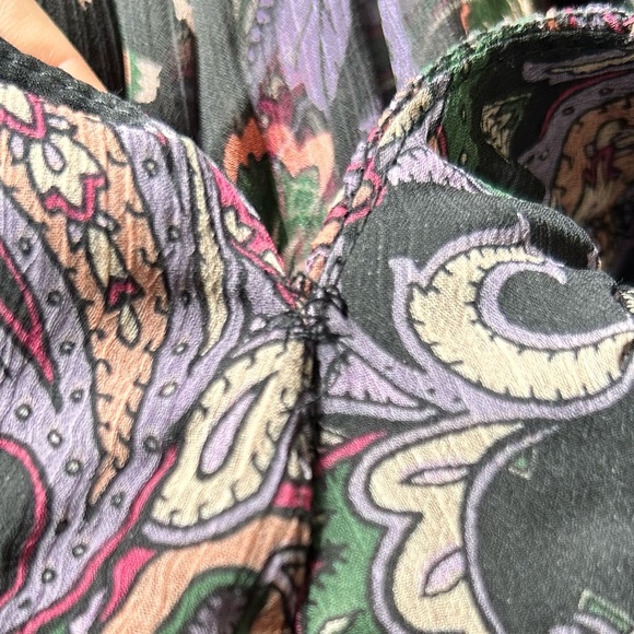 MISA Marni Printed Chiffon Midi Dress Size Small Black Boho Paisley - Picture 15 of 16